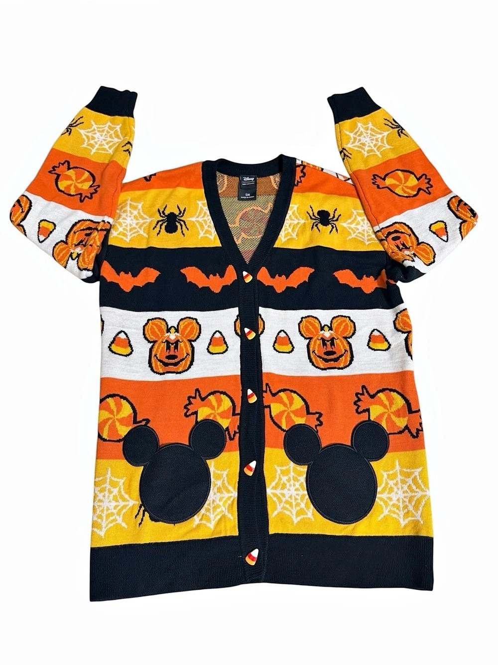 Disney Her Universe Mickey Mouse Stripe Halloween Cardigan Size Small Like New